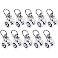 Funmo Polea para Pista de Cortina- 20 Pcs Rodillos de la Pista de la Cortina- Ruedas Dobles Gancho de la muda polea de…